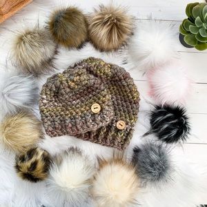 Toddler Hat, Earth tones, tan, neutral, Faux Fur pompom, Mommy & Me, Toque,…